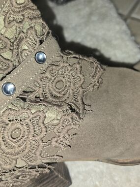 naughty monkey Taupe Lace-Detail Ankle Booties